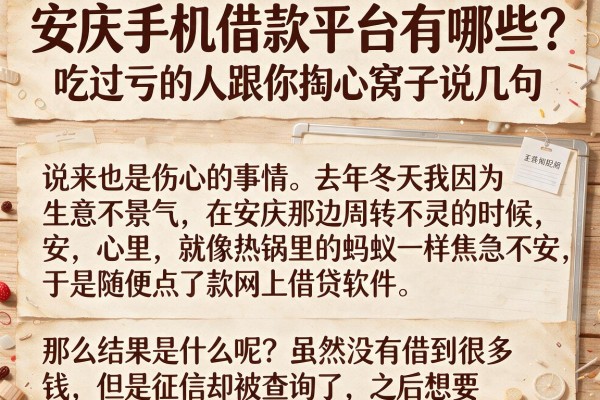 安庆手机借款平台有哪些？吃过亏的人跟你掏心窝子说几句