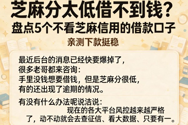 芝麻分太低借不到钱？盘点5个不看芝麻信用的借款口子，亲测下款挺稳