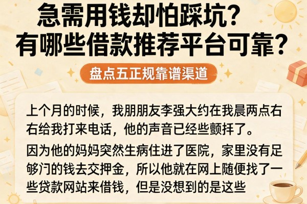 急需用钱却怕踩坑？有哪些借款推荐平台可靠？盘点五大正规靠谱渠道