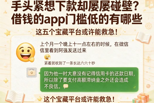 手头紧想下款却屡屡碰壁?借钱的app门槛低的有哪些,这五个宝藏平台或许能救急!