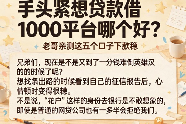 手头紧想贷款借1000平台哪个好？老哥亲测这五个口子下款稳