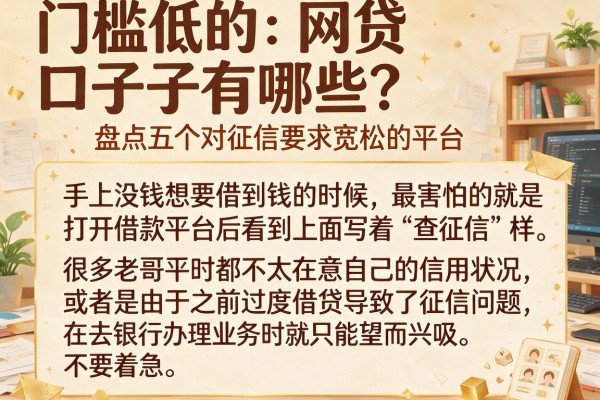 门槛低的网贷口子有哪些？盘点五个对征信要求宽松的平台