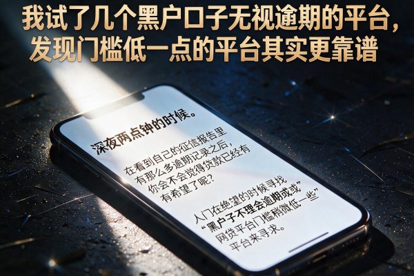 我试了几个黑户口子无视逾期的平台，发现门槛低一点的平台其实更靠谱