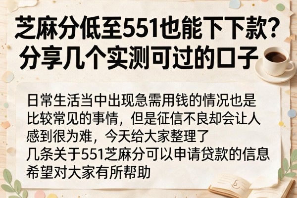 芝麻分低至551也能下款？分享几个实测可过的口子