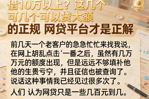 借10万以上？这几个可以贷大额的正规网贷平台才是正解