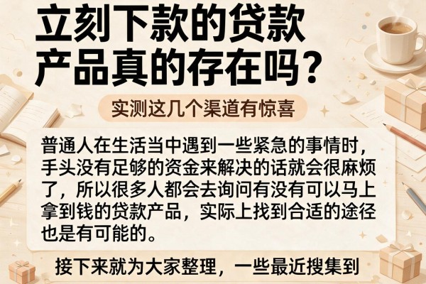 立刻下款的贷款产品真的存在吗?实测这几个渠道有惊喜