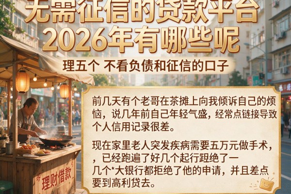 无需征信的贷款平台2026年有哪些呢，理出五个不看负债和征信的口子