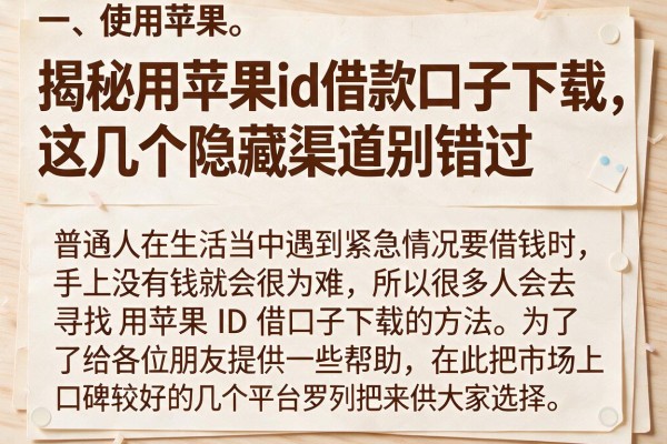 揭秘用苹果id借款口子下载，这几个隐藏渠道别错过