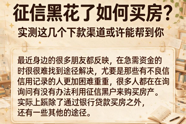 征信黑花了如何买房？实测这几个下款渠道或许能帮到你