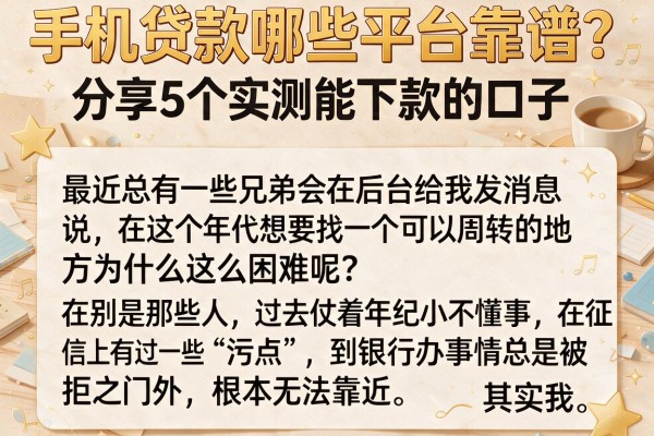 手机贷款哪些平台靠谱？分享5个实测能下款的口子