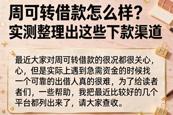 周可转借款怎么样？实测整理出这些下款渠道