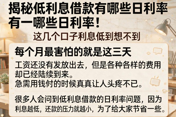 揭秘低利息借款有哪些日利率，这几个口子利息低到想不到