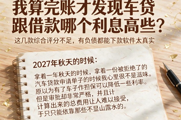 我算完账才发现车贷跟借款哪个利息高些，这几款综合评分不足有负债都能下款软件太真实