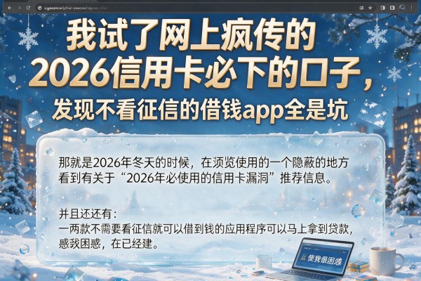 我试了网上疯传的2026信用卡必下的口子，发现不看征信的借钱app全是坑