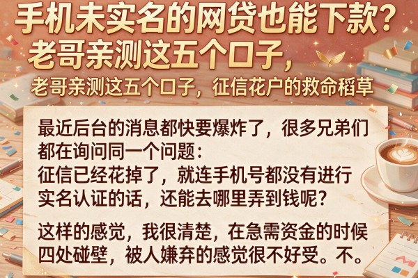 手机未实名的网贷也能下款？老哥亲测这五个口子，征信花户的救命稻草