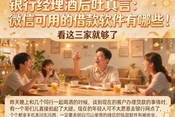 银行经理酒后吐真言：微信可用的借款软件有哪些，看这三家就够了