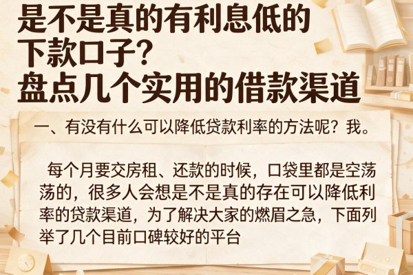 是不是真的有利息低的下款口子？盘点几个实用的借款渠道