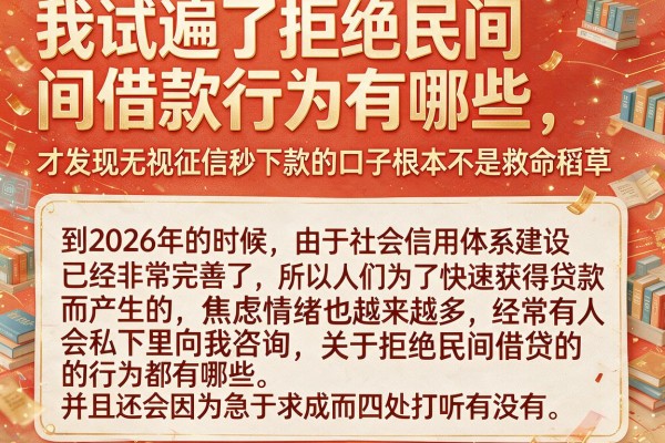 我试遍了拒绝民间借款行为有哪些，才发现无视征信秒下款的口子根本不是救命稻草