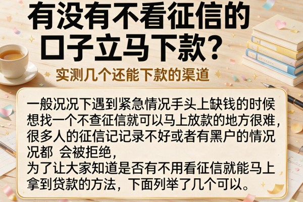 有没有不看征信的口子立马下款？实测几个还能下款的渠道