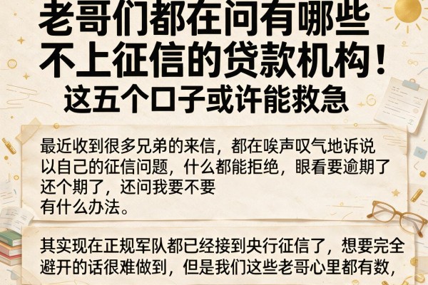老哥们都在问有哪些不上征信的贷款机构，这五个口子或许能救急