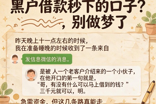 黑户借款秒下的口子？别做梦了，但这几条路真能走