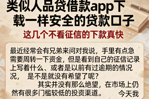 类似人品贷借款app下载一样安全的贷款口子，这几个不看征信的下款真快