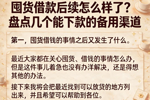 囤货借款后续怎么样了？盘点几个能下款的备用渠道