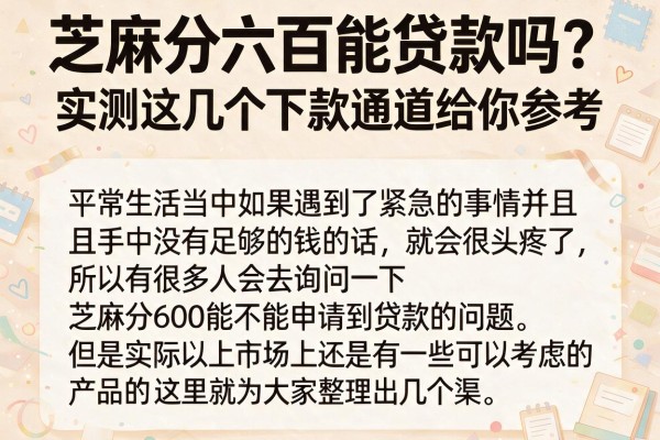 芝麻分六百能贷款吗？实测这几个下款通道给你参考