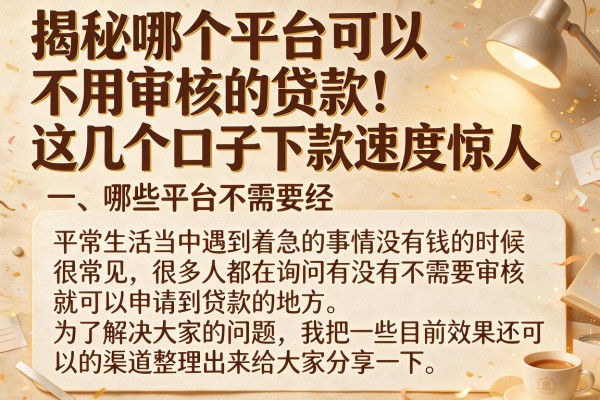 揭秘哪个平台可以不用审核的贷款,这几个口子下款速度惊人