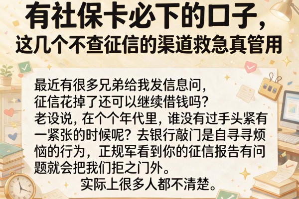 有社保卡必下的口子，这几个不查征信的渠道救急真管用