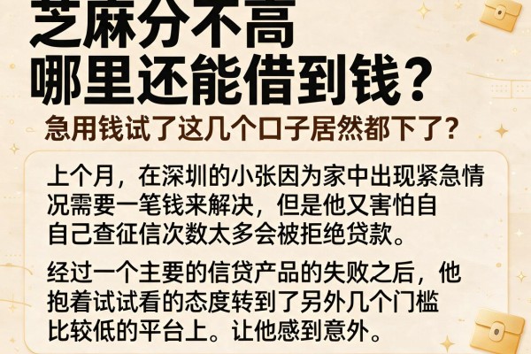 芝麻分不高哪里还能借到钱？急用钱试了这几个口子居然都下了