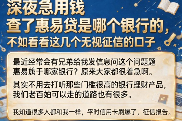 深夜急用钱查了惠易贷是哪个银行的,不如看看这几个无视征信的口子
