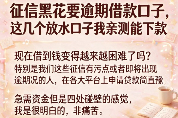征信黑花要逾期借款口子，这几个放水口子我亲测能下款