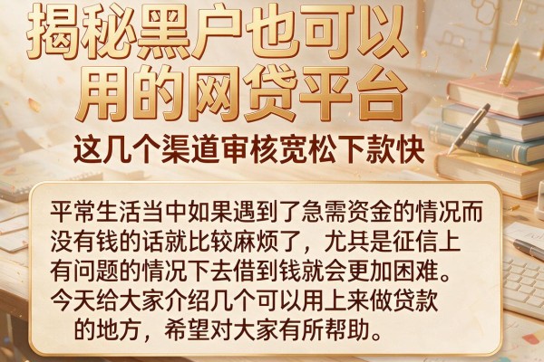 揭秘黑户也可以用的网贷平台，这几个渠道审核宽松下款快