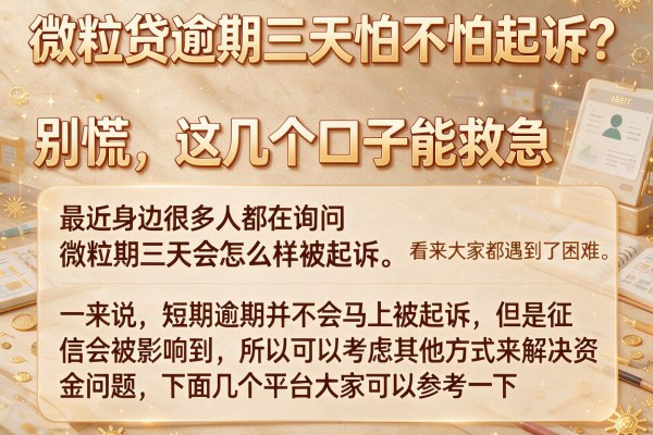 微粒贷逾期三天怕不怕起诉？别慌，这几个口子能救急
