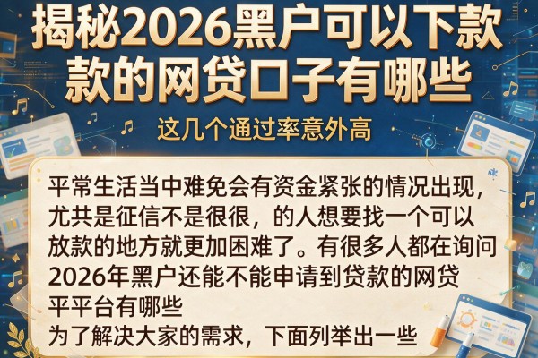 揭秘2026黑户可以下款的网贷口子有哪些，这几个通过率意外高