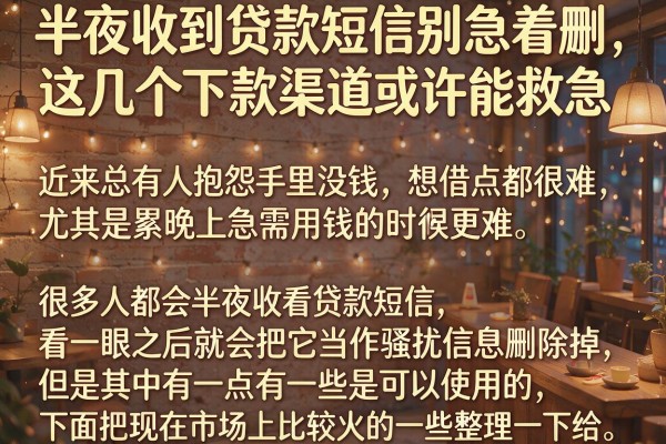 半夜收到贷款短信别急着删，这几个下款渠道或许能救急