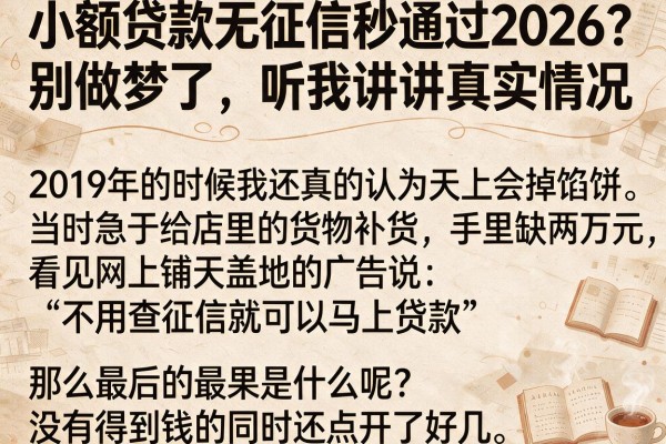 小额贷款无征信秒通过2026？别做梦了，听我讲讲真实情况