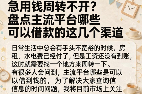 急用钱周转不开？盘点主流平台哪些可以借款的这几个渠道