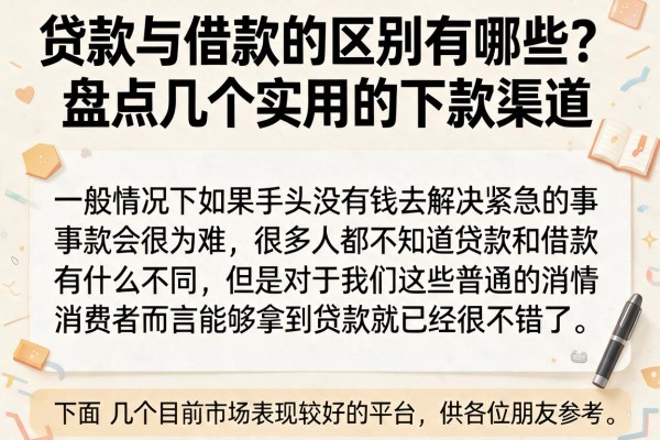 贷款与借款的区别有哪些？盘点几个实用的下款渠道