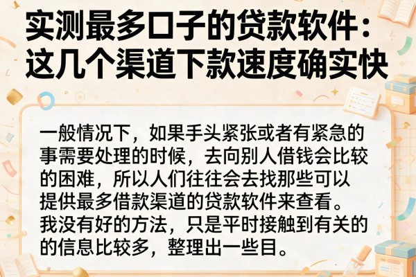 实测最多口子的贷款软件：这几个渠道下款速度确实快