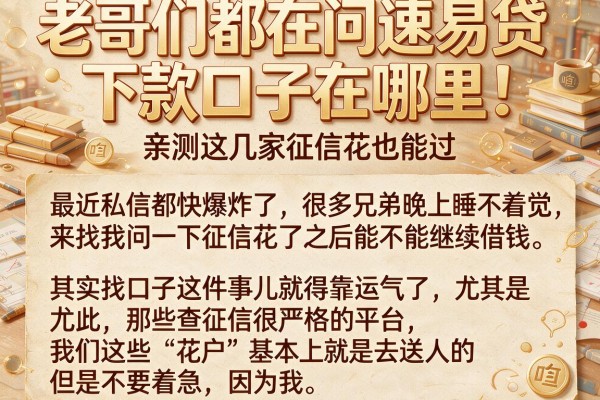 老哥们都在问速易贷下款口子在哪里，亲测这几家征信花也能过