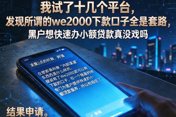 我试了十几个平台，发现所谓的we2000下款口子全是套路，黑户想快速办小额贷款真没戏吗