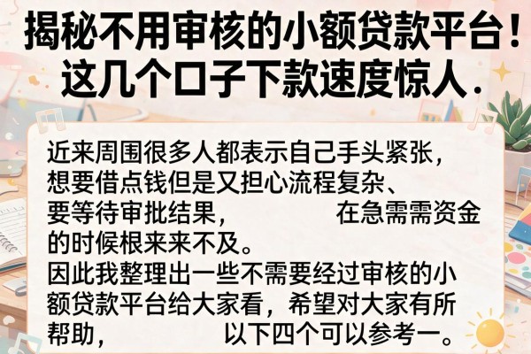 揭秘不用审核的小额贷款平台，这几个口子下款速度惊人