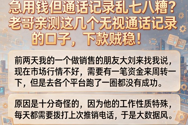 急用钱但通话记录乱七八糟？老哥亲测这几个无视通话记录的口子，下款贼稳！