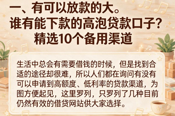 谁有能下款的高泡贷款口子？精选10个备用渠道