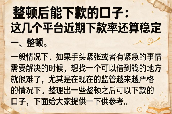 整顿后能下款的口子：这几个平台近期下款率还算稳定