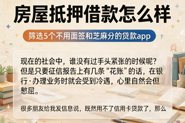 房屋抵押借款怎么样，筛选5个不用面签和芝麻分的贷款app