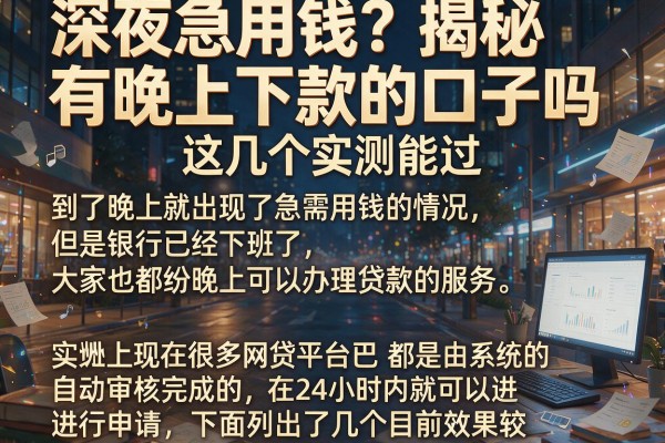 深夜急用钱？揭秘有晚上下款的口子吗这几个实测能过