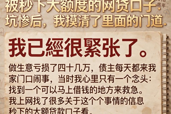 被秒下大额度的网贷口子坑惨后，我摸清了里面的门道